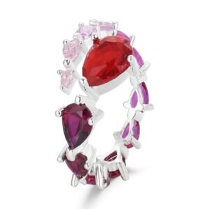 Anillo regulable cubic rojos degrade