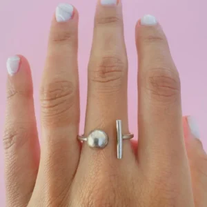 Anillo bolita palito plata