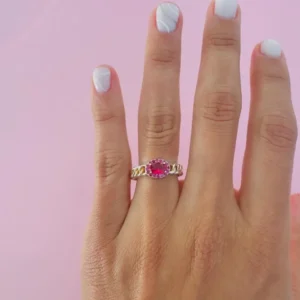 Anillo cadena cubic fucsia
