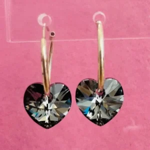 Aros argollita corazon sw negro