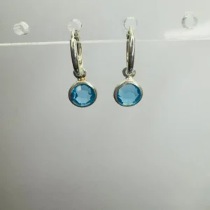 Aros argollita mini cubic celeste