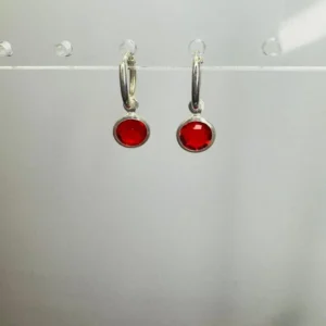 Aros argollita mini dije cubic rojo