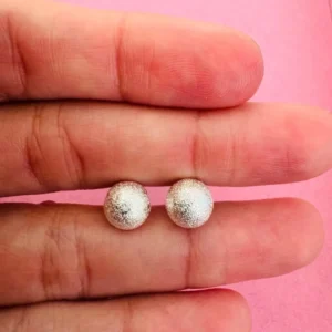 Aros pasante bolita de plata N 6 diamantada