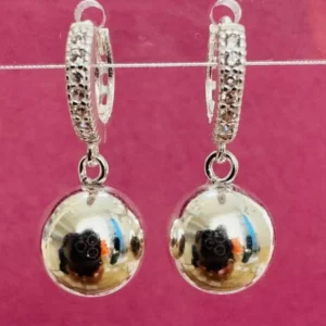 Aros argollita cubic bolita plata N6