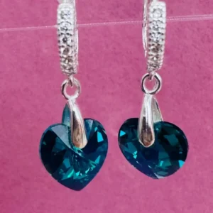 Aros argollita cubic dije corazon sw turquesa