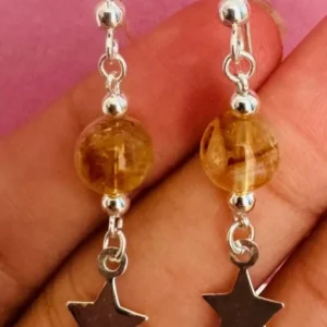 Aros colgante plata piedra natural