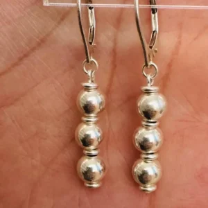 Aros argollita cierre brisura 3 bolita plata