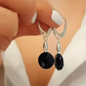 Aros colgante cierre brisura onix