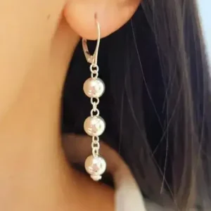 Aros colgante bolitas de plata cierre brisura