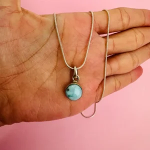 Cadena cola de rata dije piedra larimar