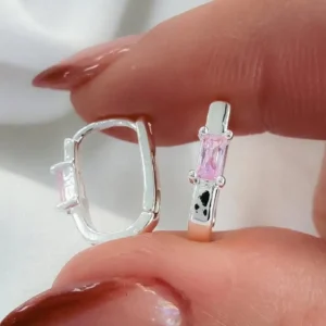 Aros huggies cubic rosa