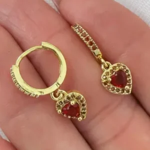 Aros agollita dije corazon rojo