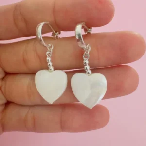 Aros pasante dije corazon nacar