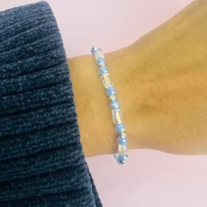 Pulsera elastizada plata y cristal de roca