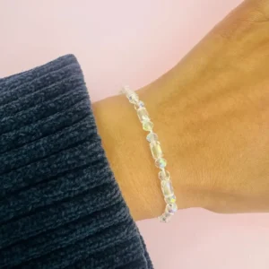 Pulsera elastizada plata y cristal de roca