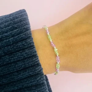 Pulsera elastizada plata y cristales de roca