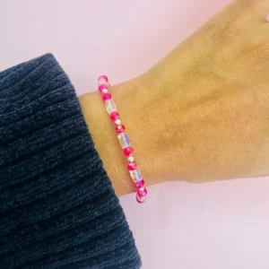 Pulsera elastizada plata y cristales de roca