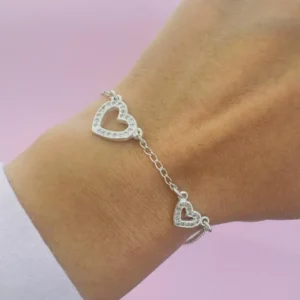 Pulsera 2 corazones con cubic